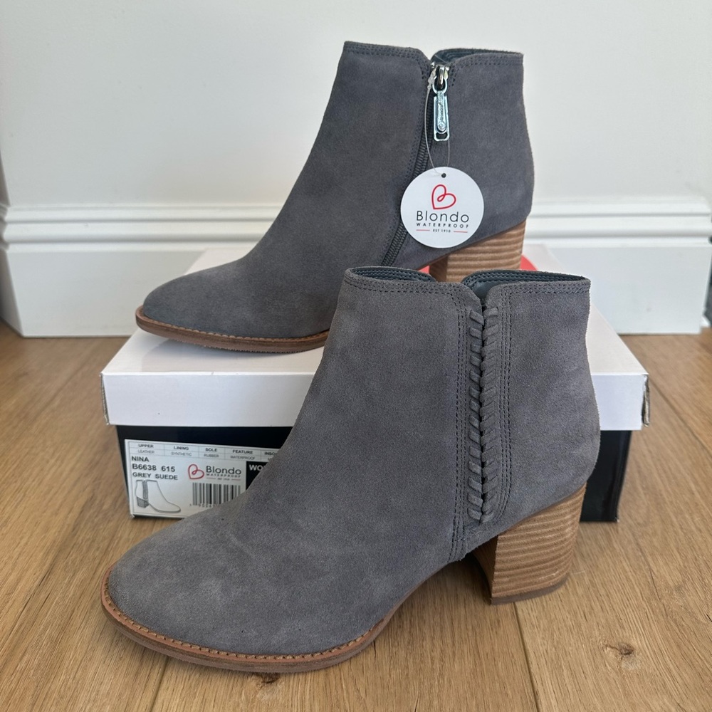 Blondo Waterproof Grey Suede Ankle Boots size 10